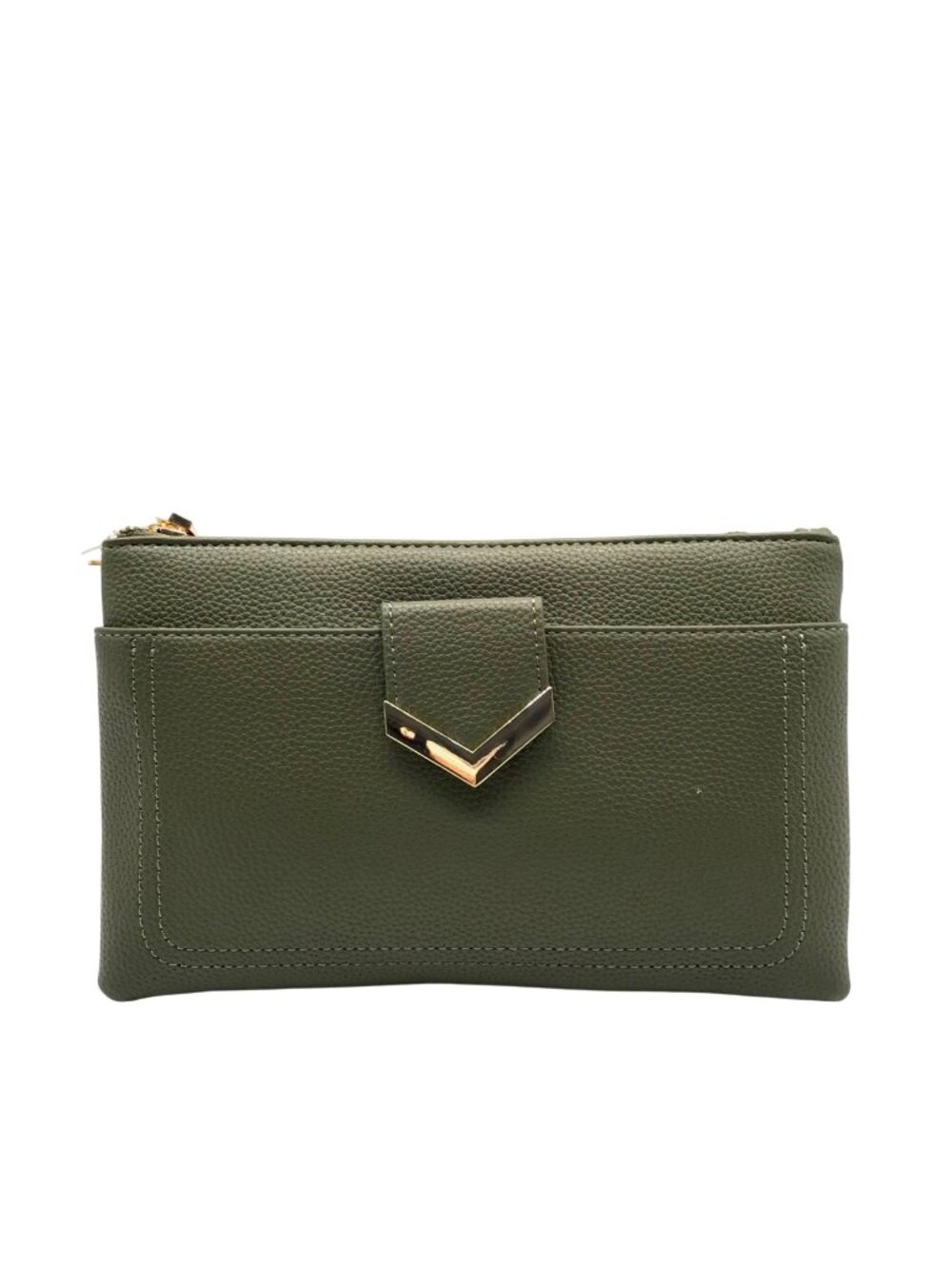 Olive Green Pebbled FauxLeather Isabella Crossbody Bag